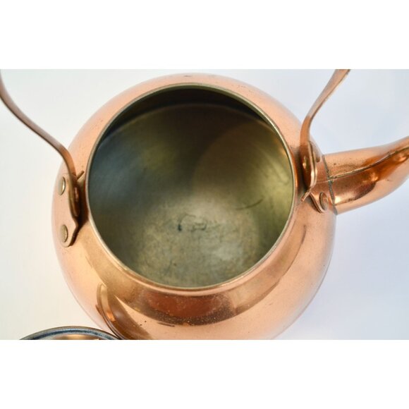 ODI Portugal Copper Teapot Wooden Handle Vintage - Picture 10 of 12
